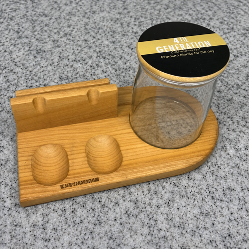 4th Generation: WOODEN 2-PIPE STAND w/ GLASS JAR